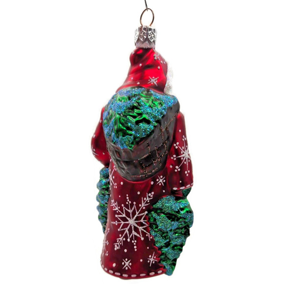 Patricia Breen Through The Woods Red Santa Pine Trees Snow Christmas Ornament - Picture 9 of 11